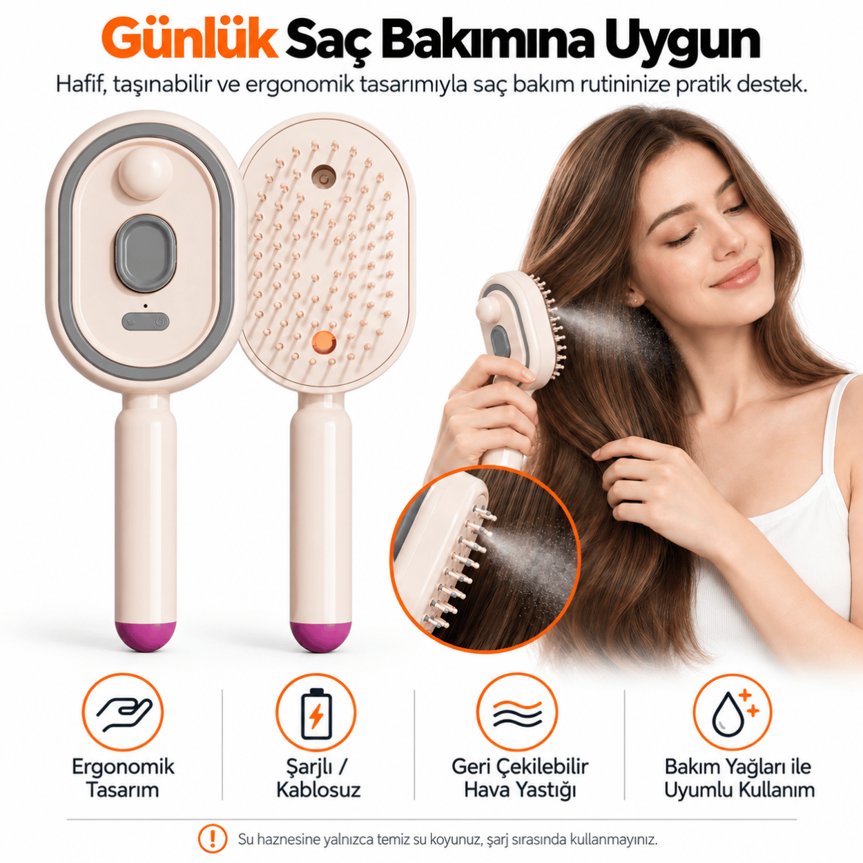 Su Hazneli Elektrostatik İnce Sprey Saç Tarağı