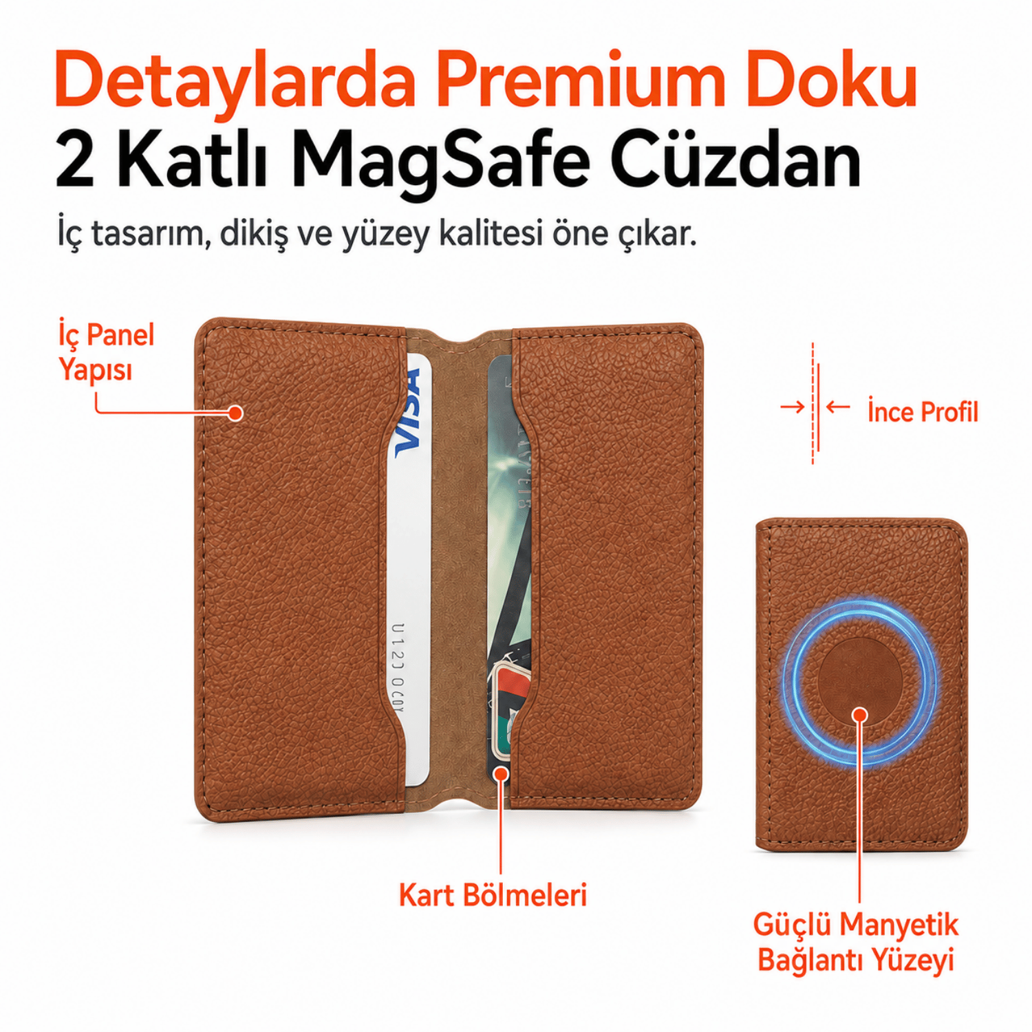 2 Katlı Magsafe Telefon Cüzdanı ve Standı E03