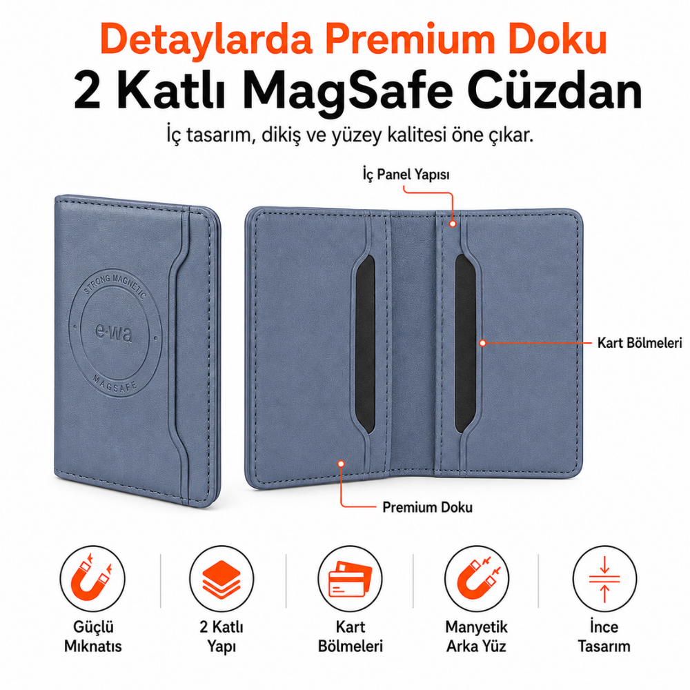 2 Katlı Magsafe Telefon Cüzdanı ve Standı E01