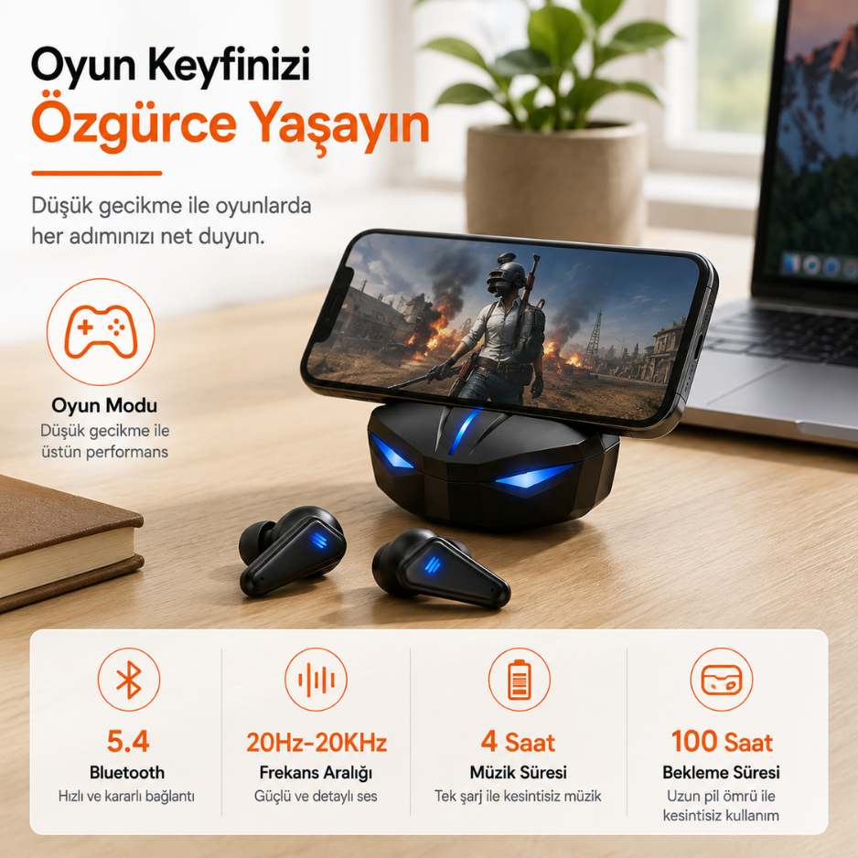 5.4 Sürüm Mikrofonlu Kablosuz Stereo Kulaklık