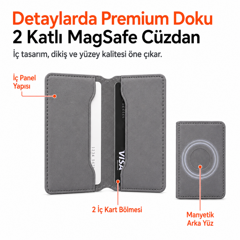 2 Katlı Magsafe Telefon Cüzdanı ve Standı E01